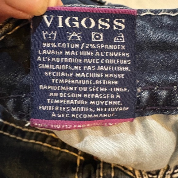 VIGOSS The Dublin Capri Womens Jeans Size 31x23 Dark Wash Embellished Pockets - Picture 9 of 10